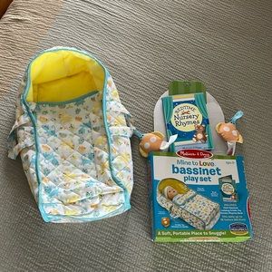 Dolls Play Set Portable Carrier with Crinkle Toy Nursery Rhyme Book